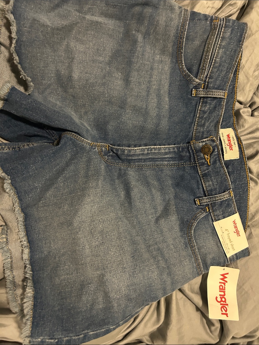 Wrangler Light Blue Denim Frayed Hem Cutoff Shorts